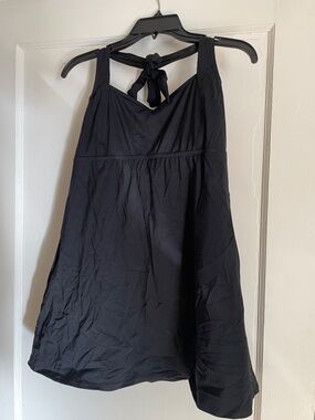 Lands' End Black Women's Swim Tunic with Halter Tie